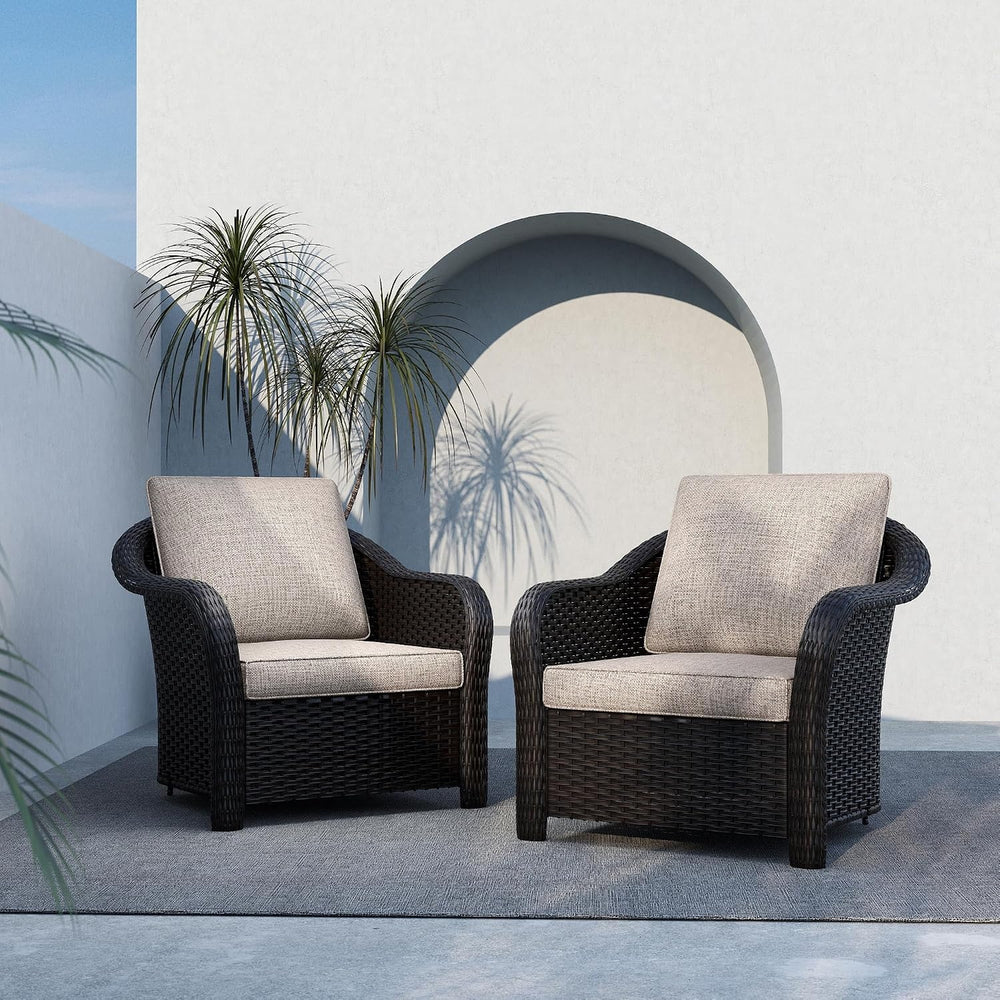 2 Piece Patio Furniture Set, Wicker Outdoor Conversation Set