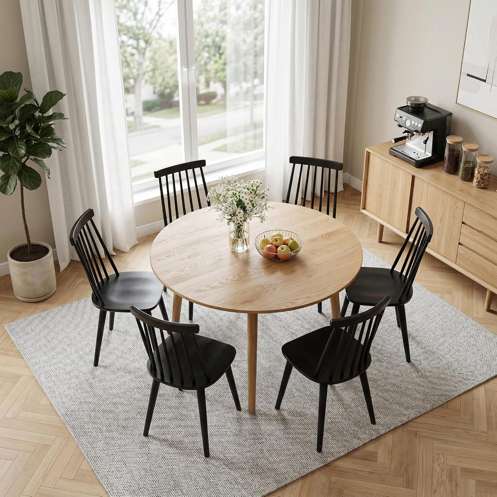 DUHOME Black Windsor Wooden Dining Chairs Set of 8