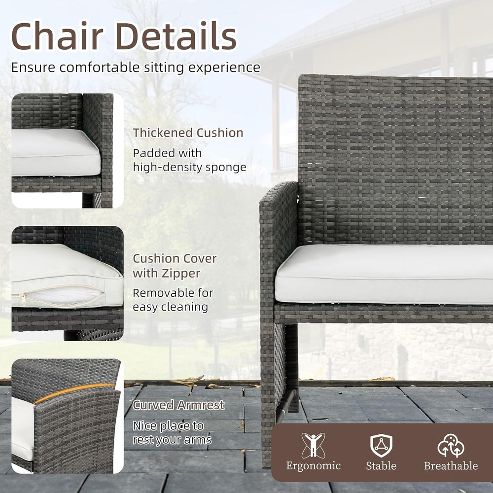 4 Piece Patio Ratten Set Outdoor Furniture Set Wicker Conversation Set with C...