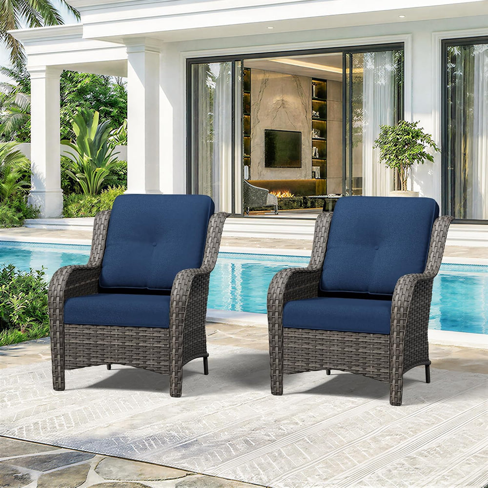 Patio Chairs Set of 2, Outdoor Wicker Patio Furniture Set with Thickened Olef...