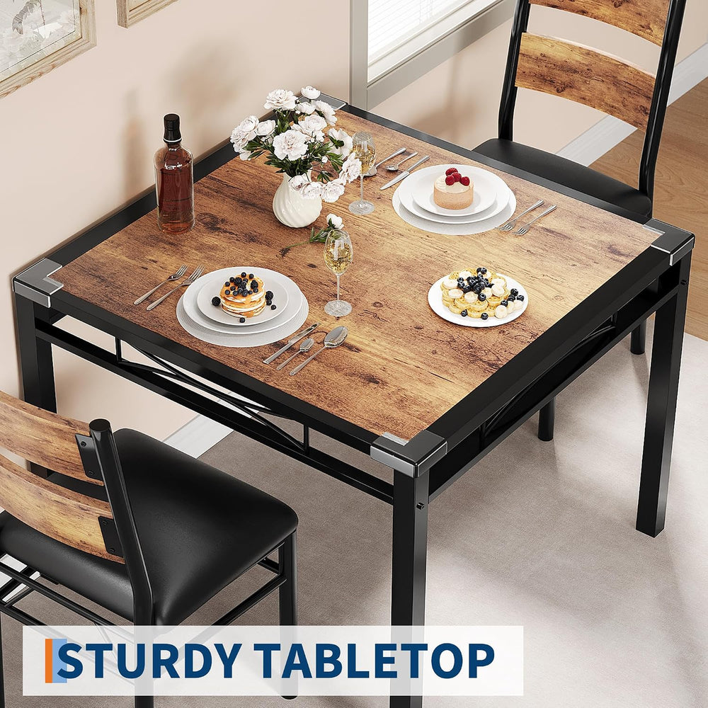 IDEALHOUSE Dining Table Set for 2, Dining Table with 2 Upholstered Chairs, Bi...