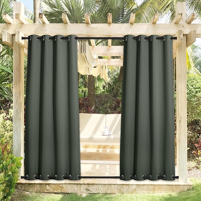 NICETOWN 2 Panels Long Outdoor Curtains Waterproof 108 inch Length for Patio,...