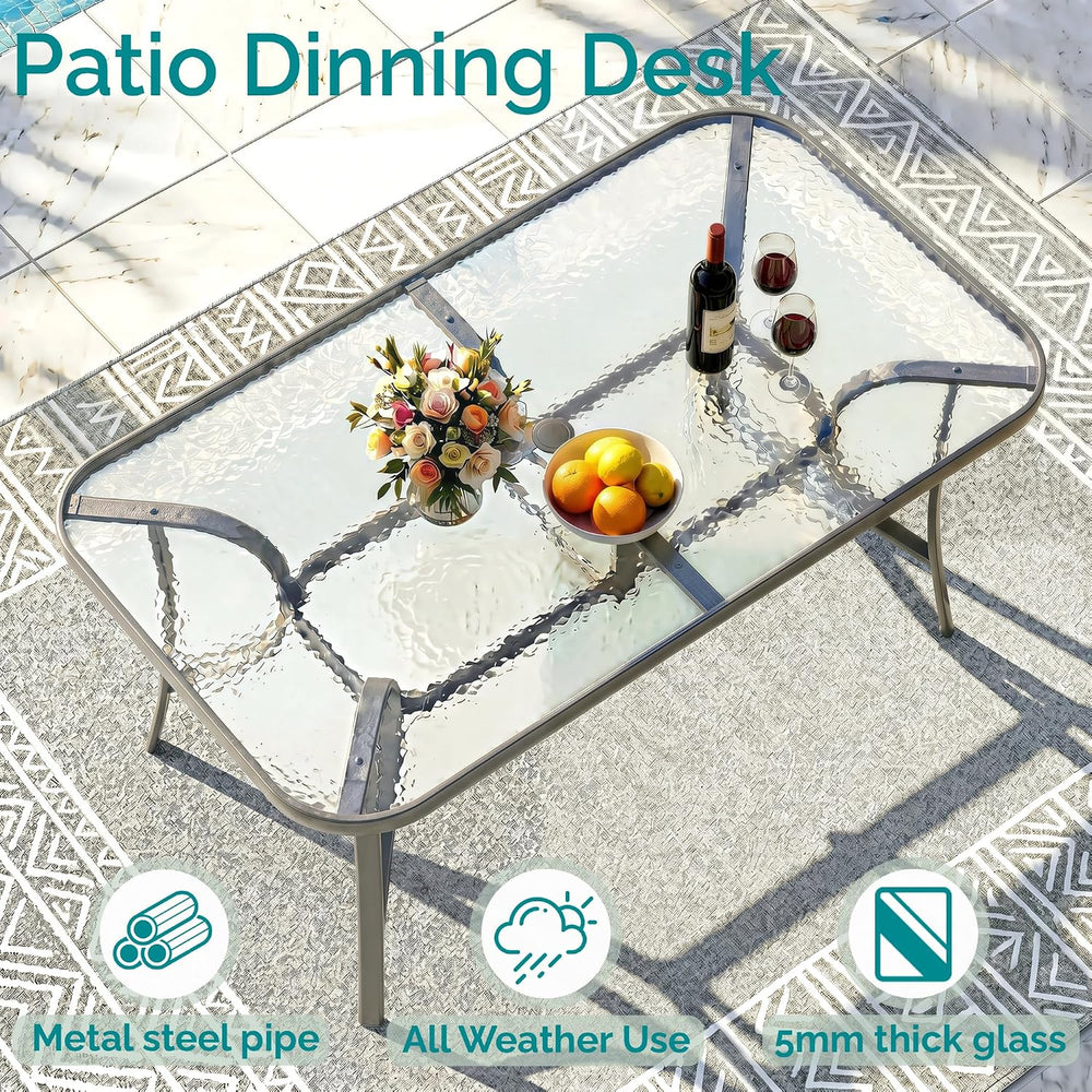 MAMIZO 7 Pieces Patio Dining Set for 6, Glass Table and Textilene Chairs