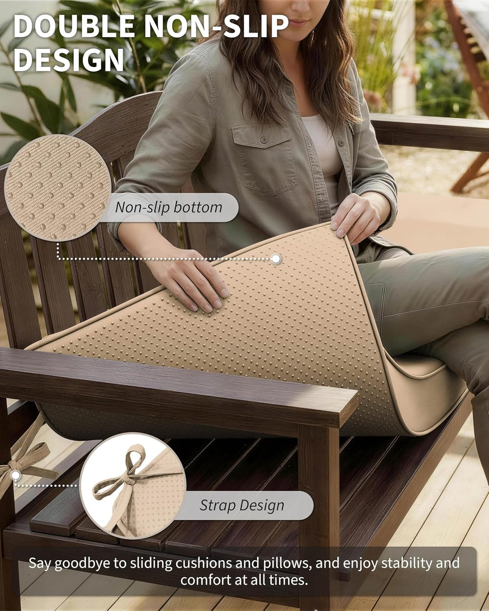 Outdoor Bench Cushions for Patio Furniture 36 X 18 Inch Water-Resistant &...