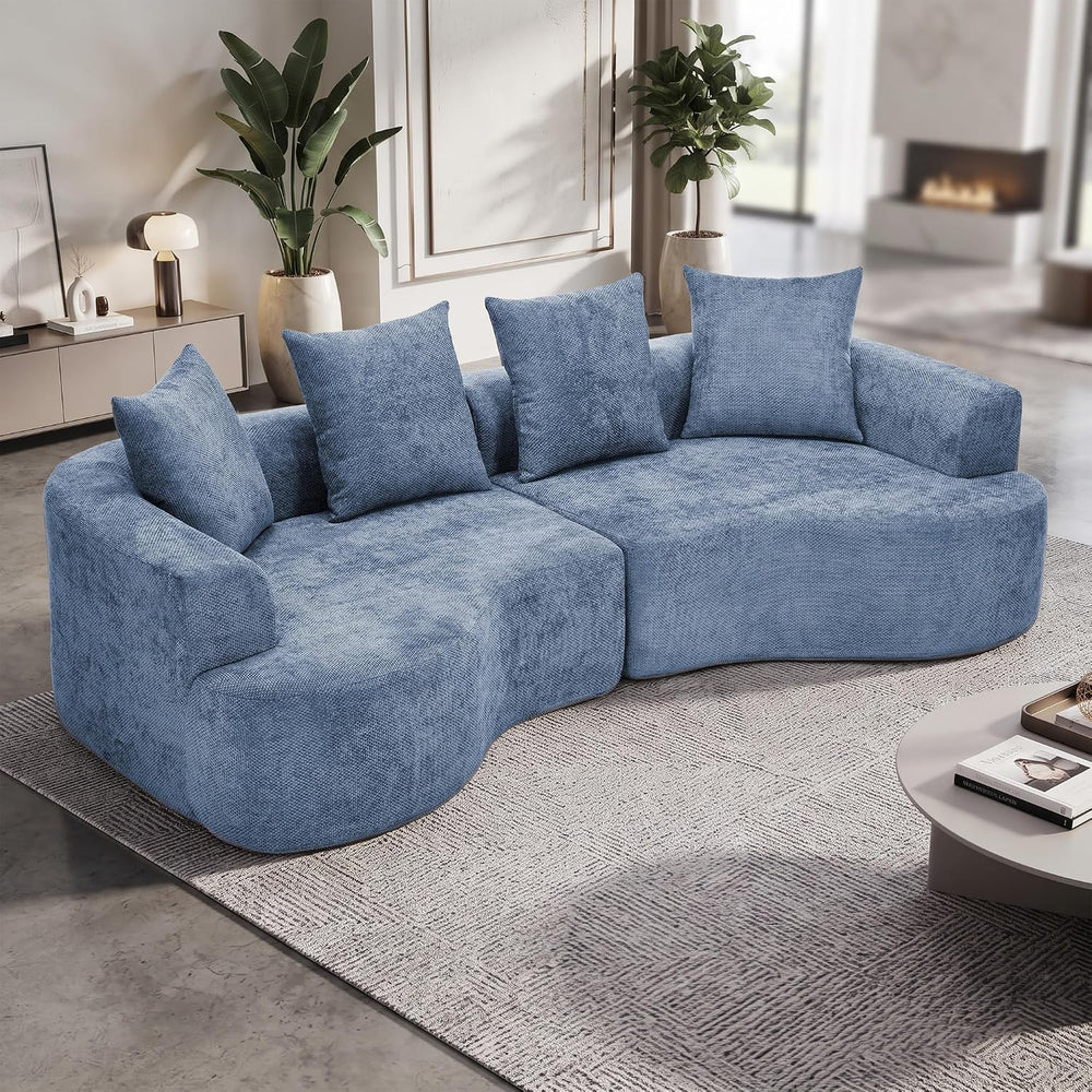 109” Curved Sectional Sofa, Modern Chenille Fabric Modular Couch