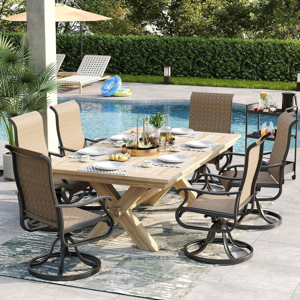 Patio Swivel Chairs Set of 2, Outdoor Rocking Dining Chairs with High Back