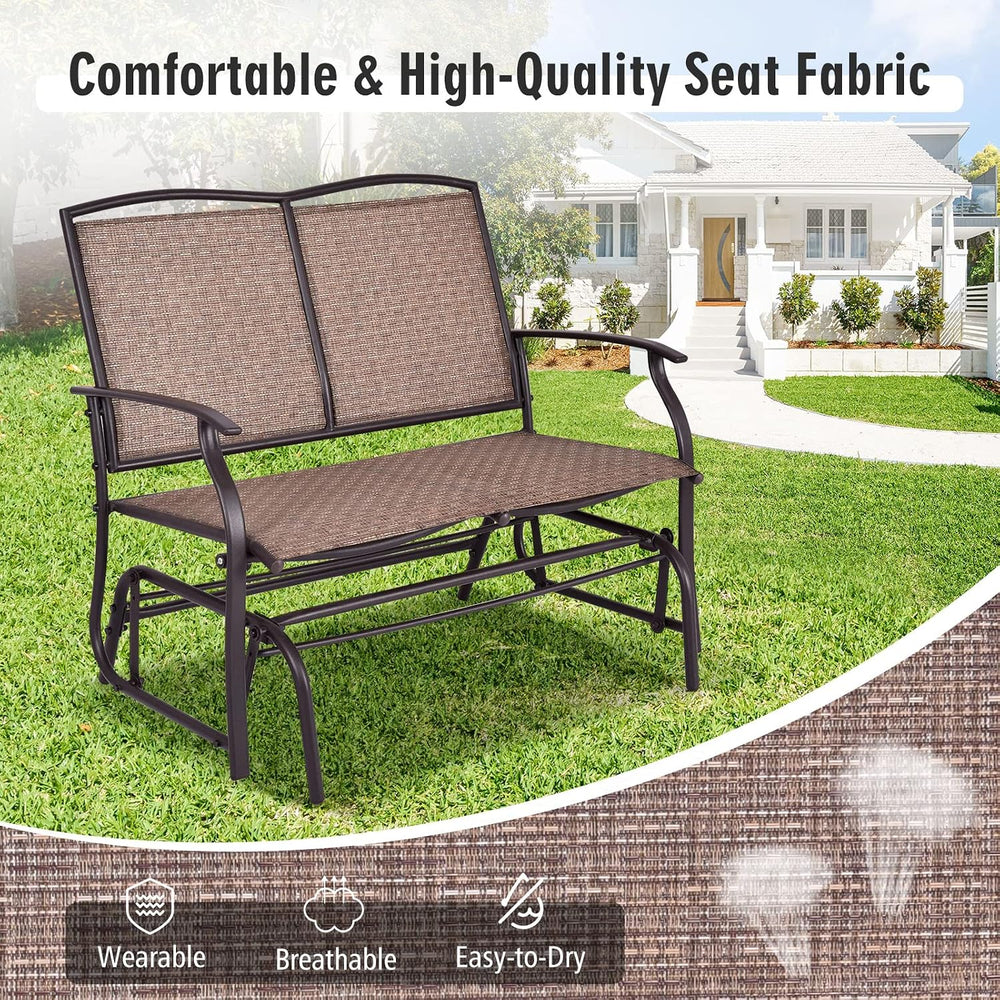 DORTALA 2 Person Patio Glider Chair Bench with Sturdy Metal Frame