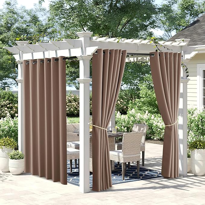 NICETOWN 2 Panels Outdoor Curtains for Patio Waterproof, Grommet Blackout The...