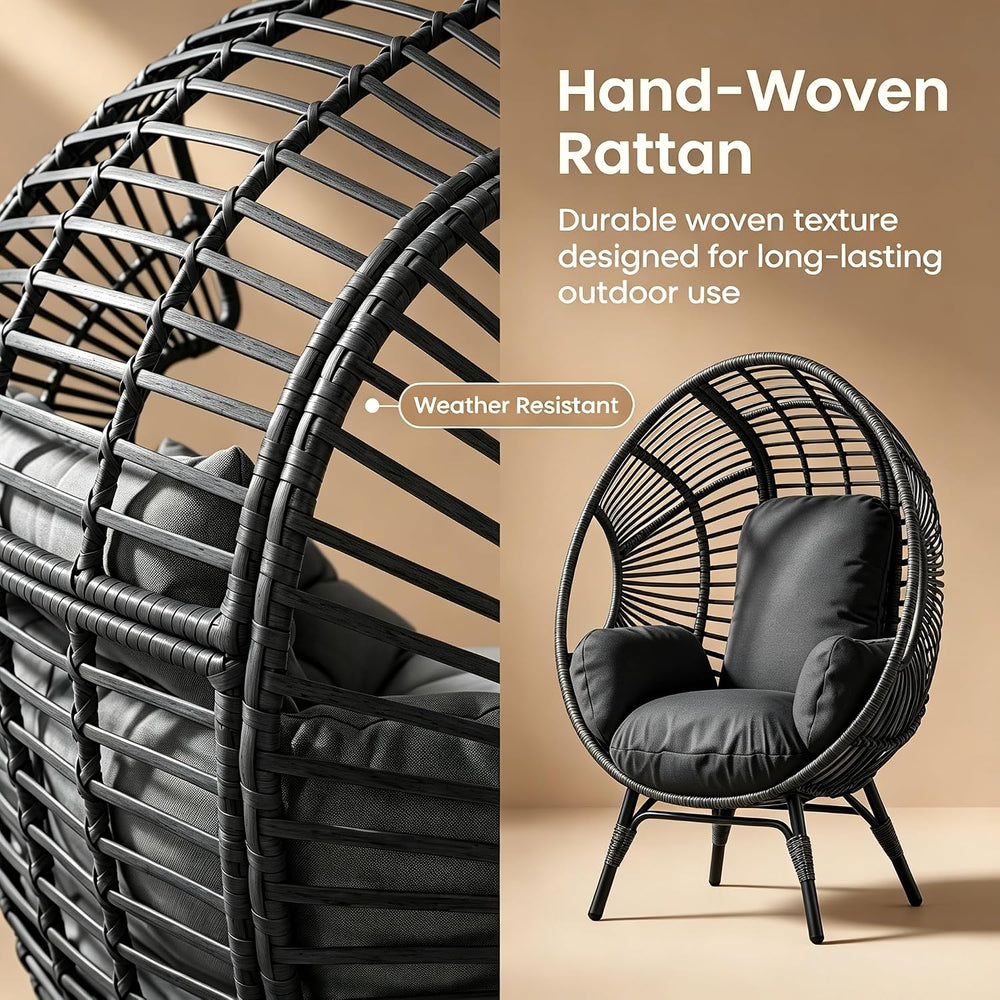 Oversized Egg Chair Set of 2 Outdoor Indoor with Thicken Cushions