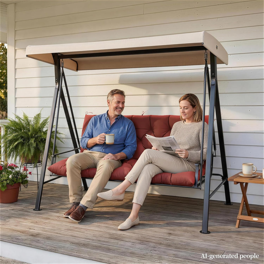 Porch Swing Cushion with Backrest, Waterproof, 60x40x5 in, Terra Red