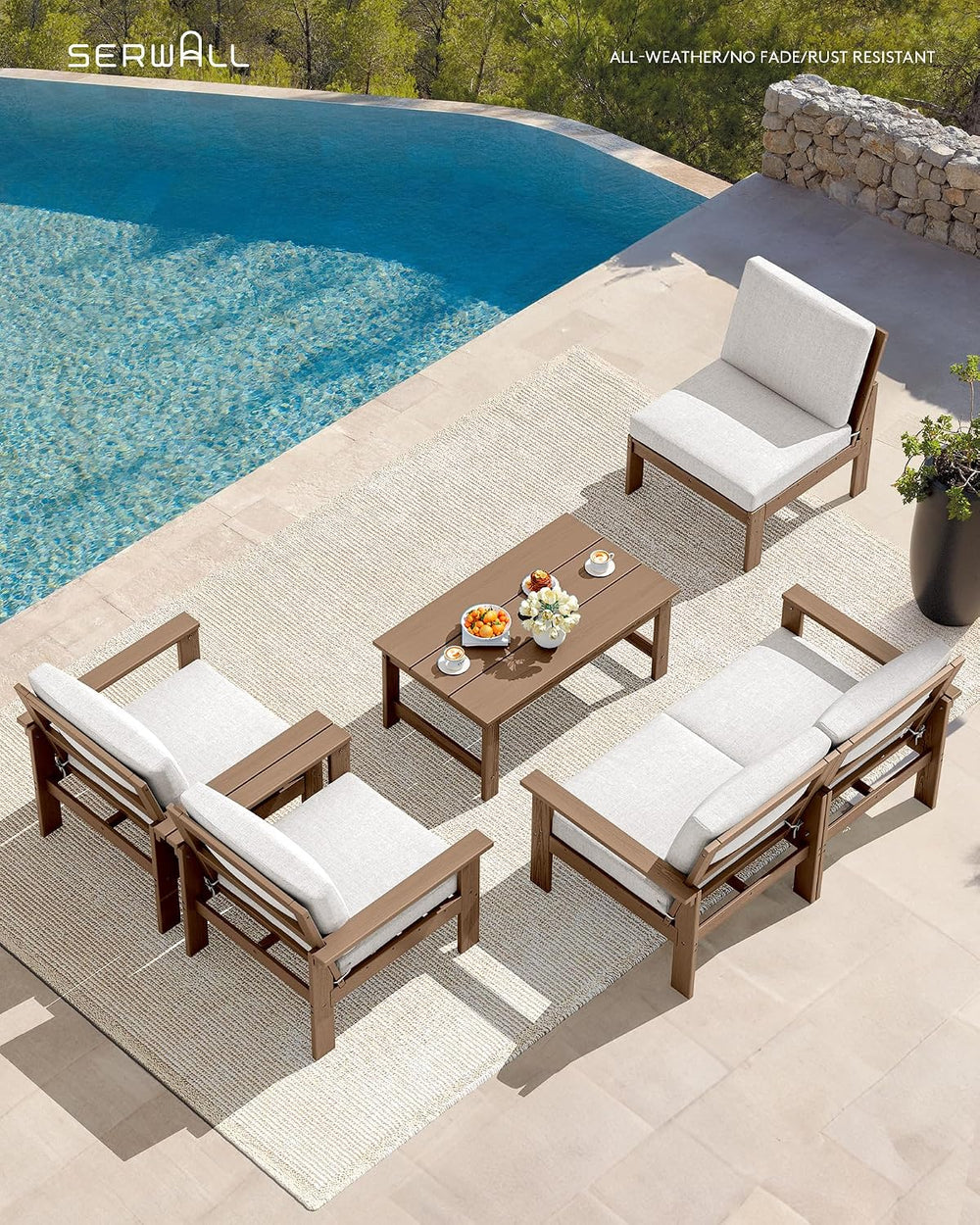 SERWALL HDPE Outdoor Patio Furniture Set Outdoor Couch