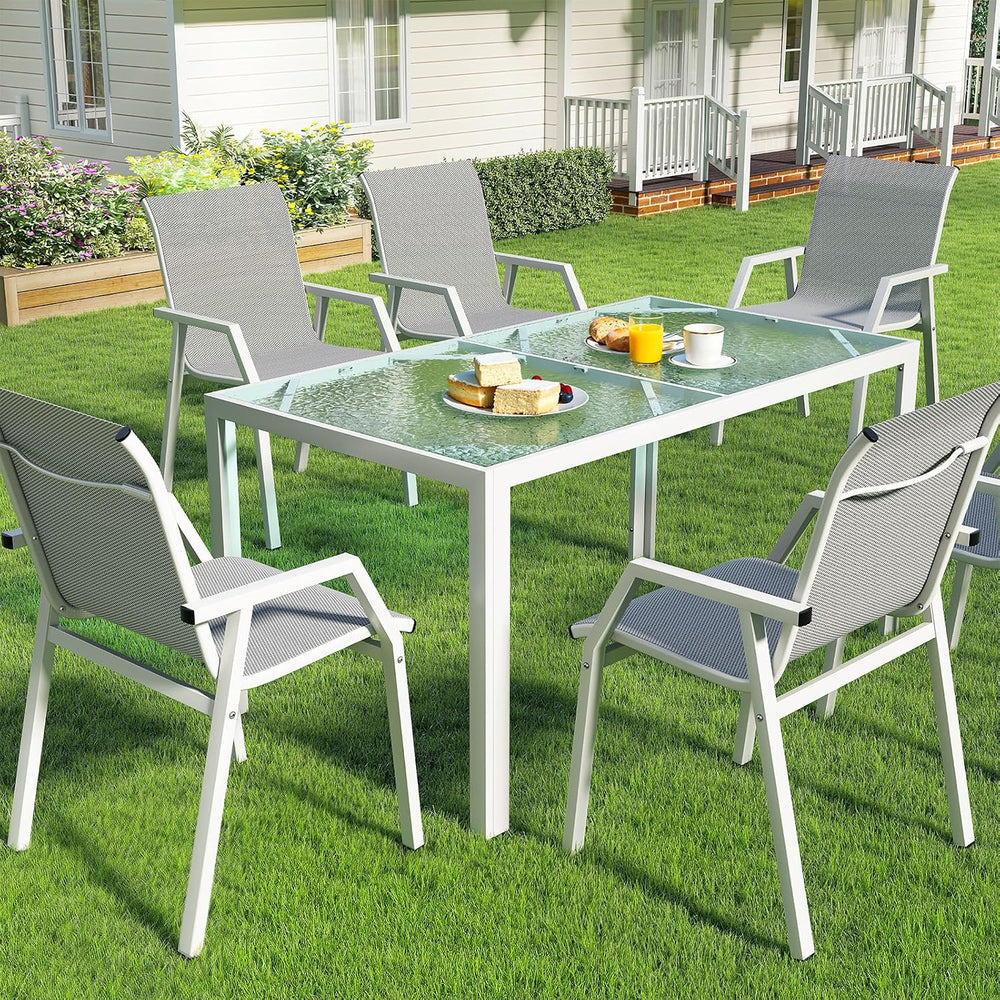 Jocoevol Outdoor Dining Set for 6 Patio Patio Table and Chairs Set 7 Piece