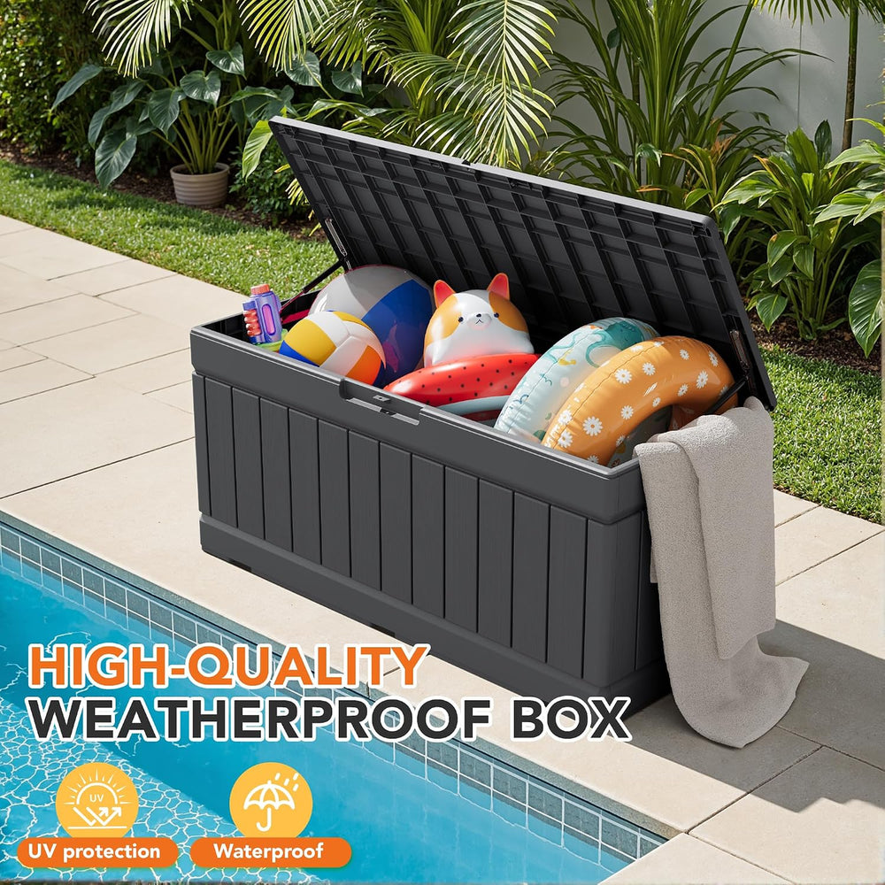 78 Gallon Deck Box Outdoor Indoor Waterproof Storage Box, Gray