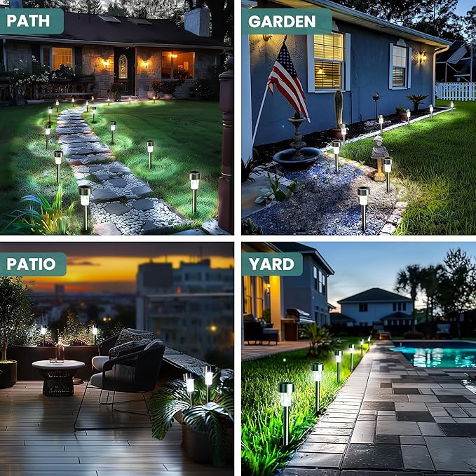 GIGALUMI 24 Pack Solar Path Lights Outdoor,Solar Lights Outdoor Waterproof,St...
