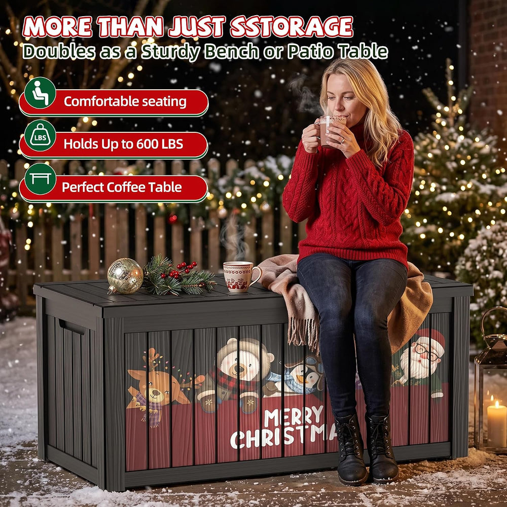 260 Gallon Outdoor Storage Deck Box, UV-Resistant w/ Gas Struts