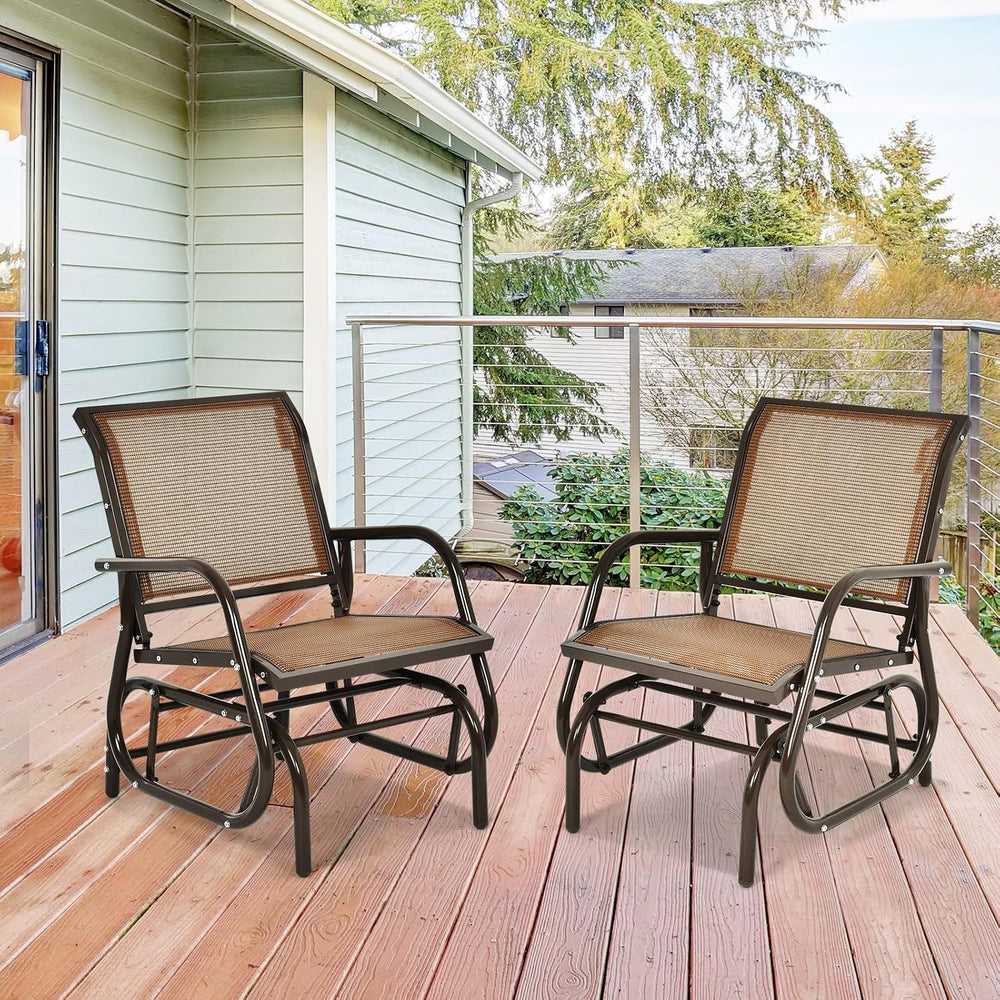 DORTALA Swing Glider Chair, Outdoor Rocking Chair w/Study Metal Frame, Comfor...