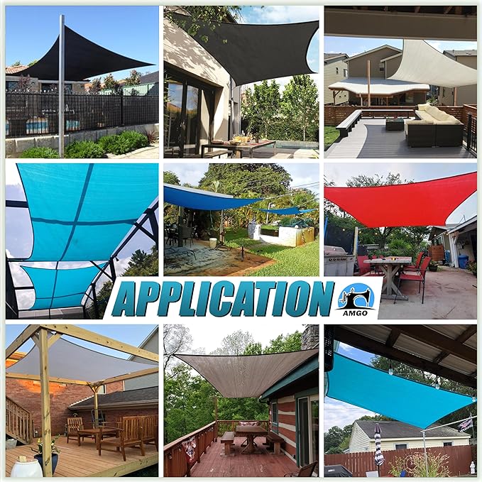 Amgo 16' x 20' Beige Rectangle Sun Shade Sail Canopy Awning UPF50+ AG...