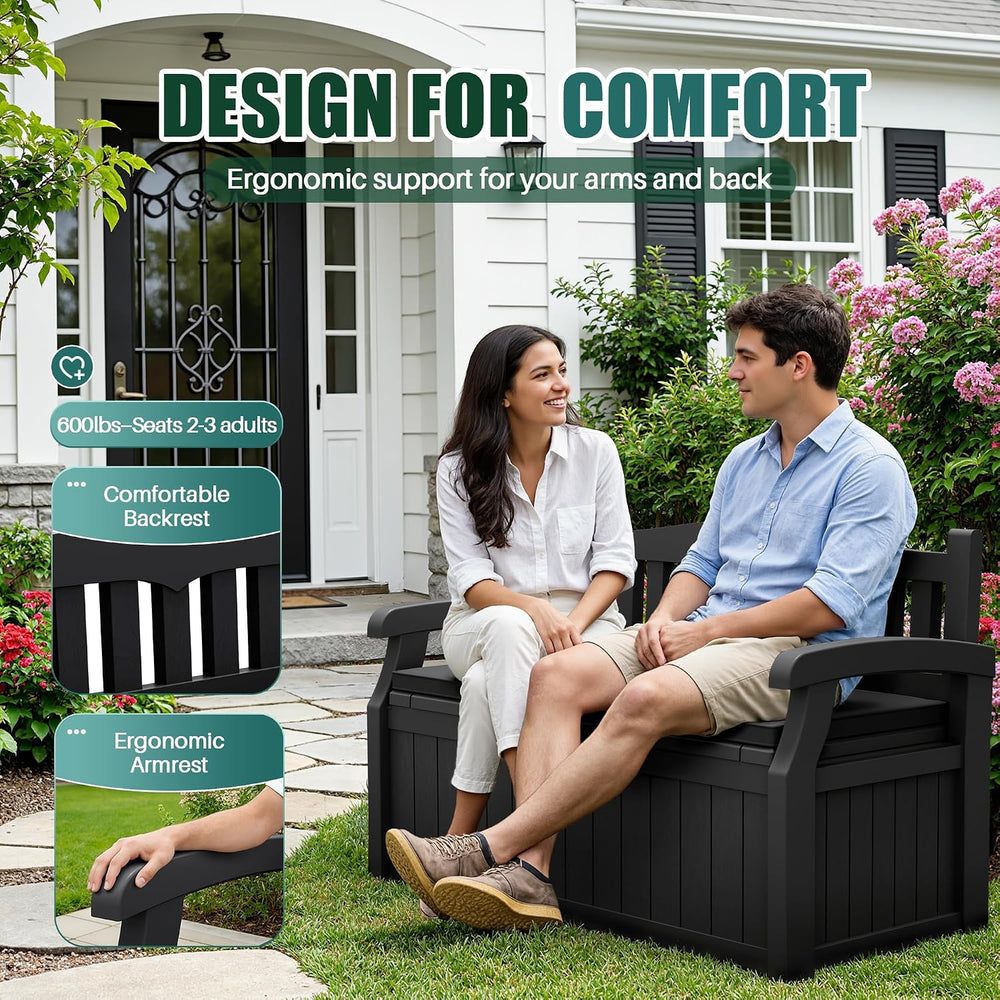 Devoko 80 Gallon Storage Bench with Cushion, Deck Box Waterproof&Lockable
