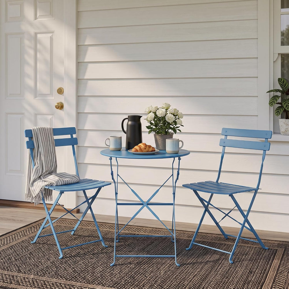 Bistro Table & Chairs Set of 2, Folding Outdoor Patio Furniture