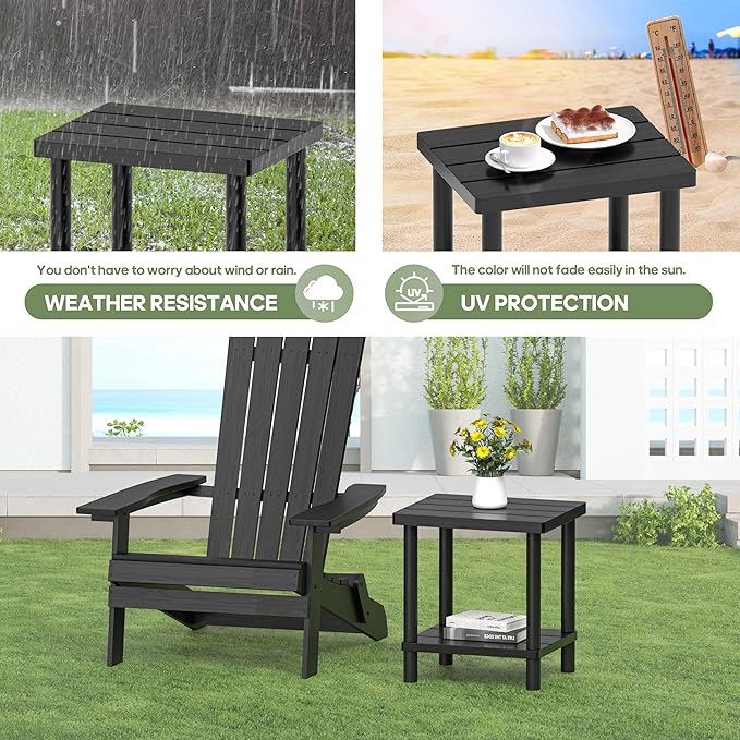 Outdoor Side Table, 2-Tier Small Outdoor Table for Patio, Adirondack Side Tab...