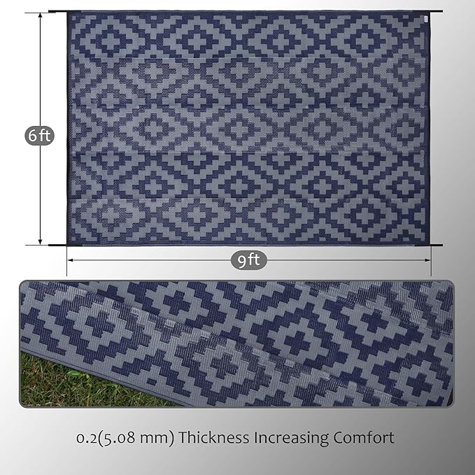 SAND MINE Reversible Mats, Plastic Straw Rug, Modern Area Rug, Large Floor Ma...