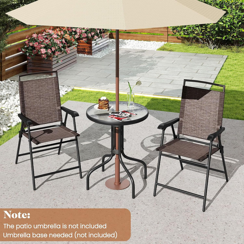 Tangkula 3 Piece Bistro Set Outdoor, Bistro Folding Chairs and Table Set, Rip...