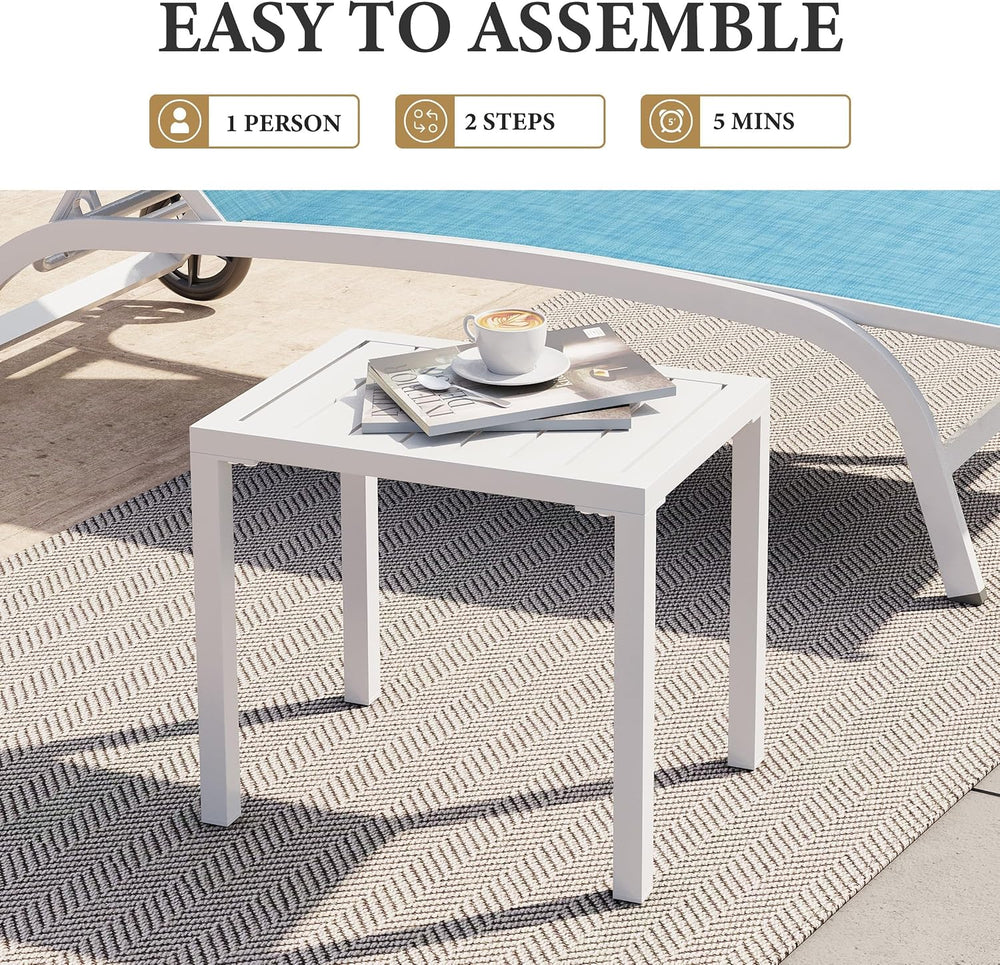 Crestlive Products Outdoor Side Table Set of 2, Aluminum Rectangular Side/End...