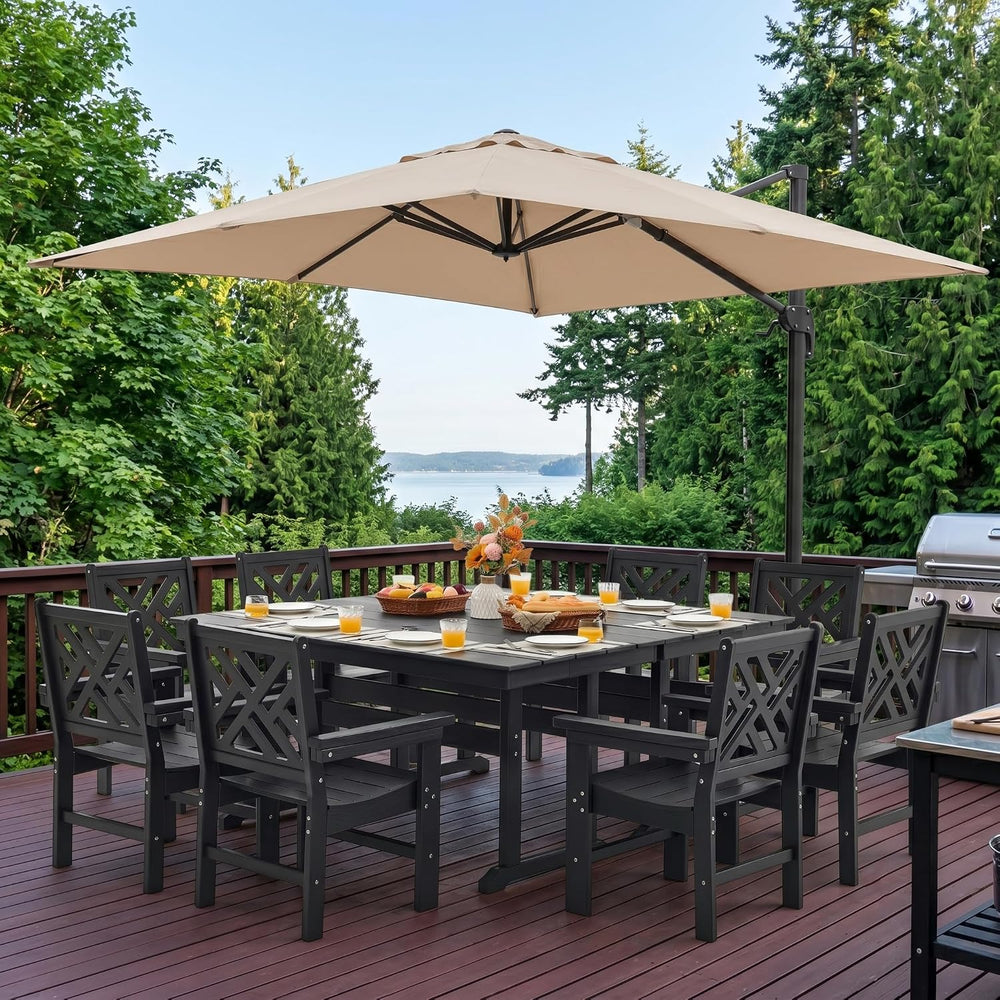 HDPE Outdoor Dining Set,10-Piece Outdoor Table and Chairs Include 8 Dining Ch...