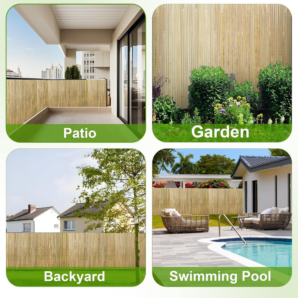 Bamboo Slat Fencing 6.5ft H x 13ft L, Handwoven Natural Bamboo Screen, Indoor...