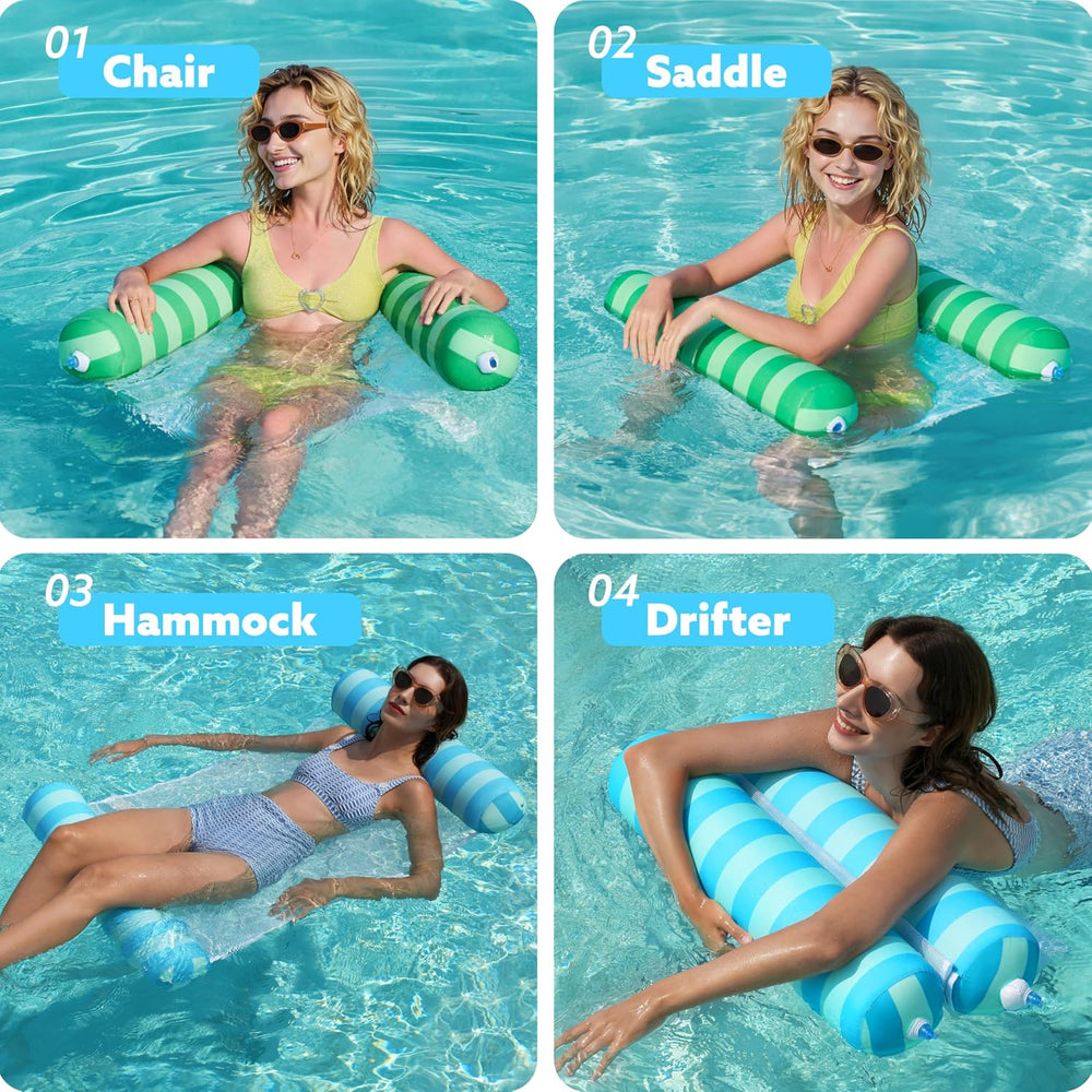 Sloosh 3 Pack Inflatable Pool Float Hammock, Water Lounges, Multi-Purpose Swi...