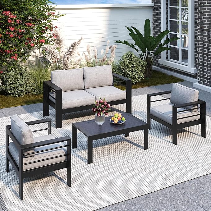 Solaste Aluminum Patio Furniture Set for All Weather, Oversized Metal Outdoor...