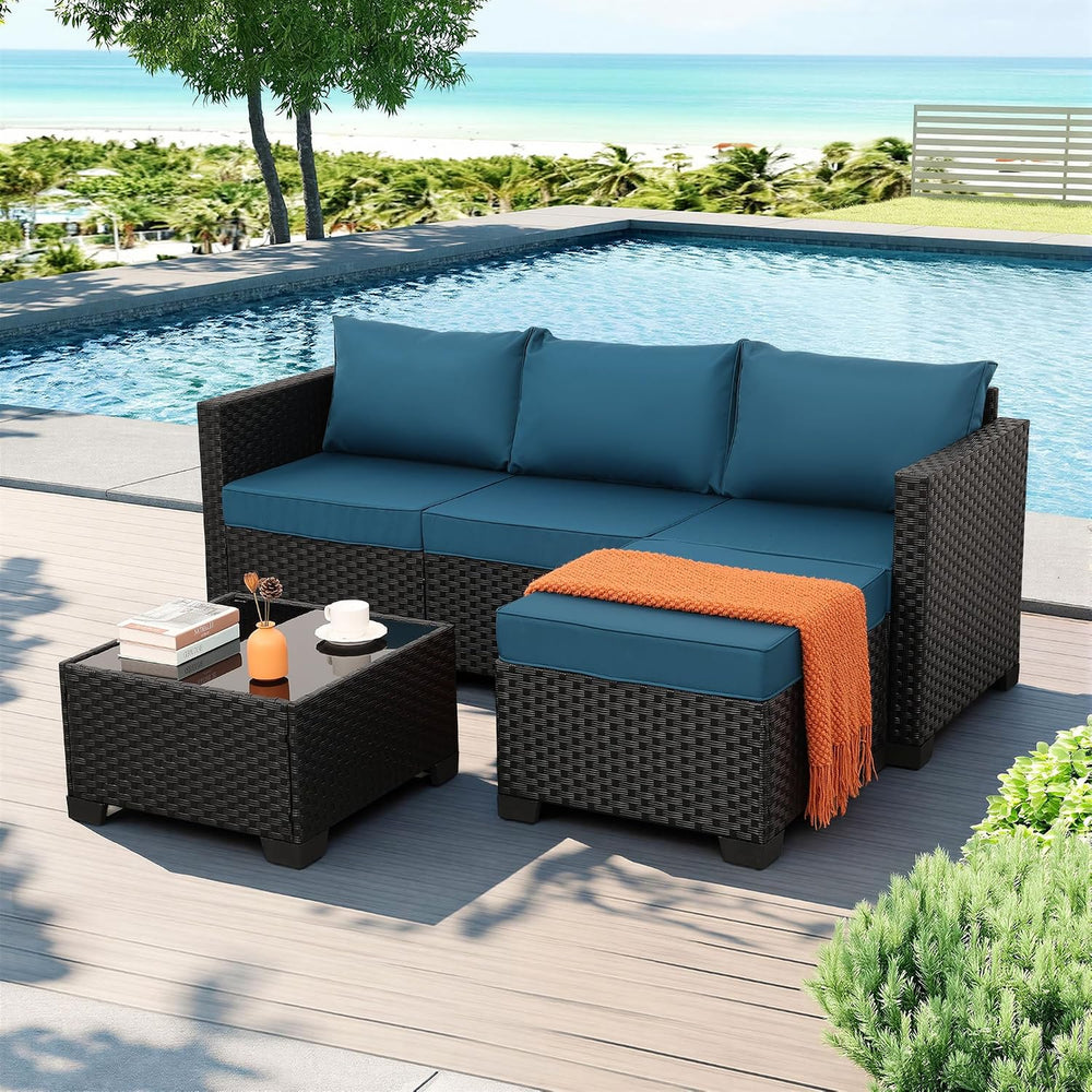 Rattaner Outdoor Furniture Set 3 Pieces Wicker Patio Furniture Outdoor Sectio...