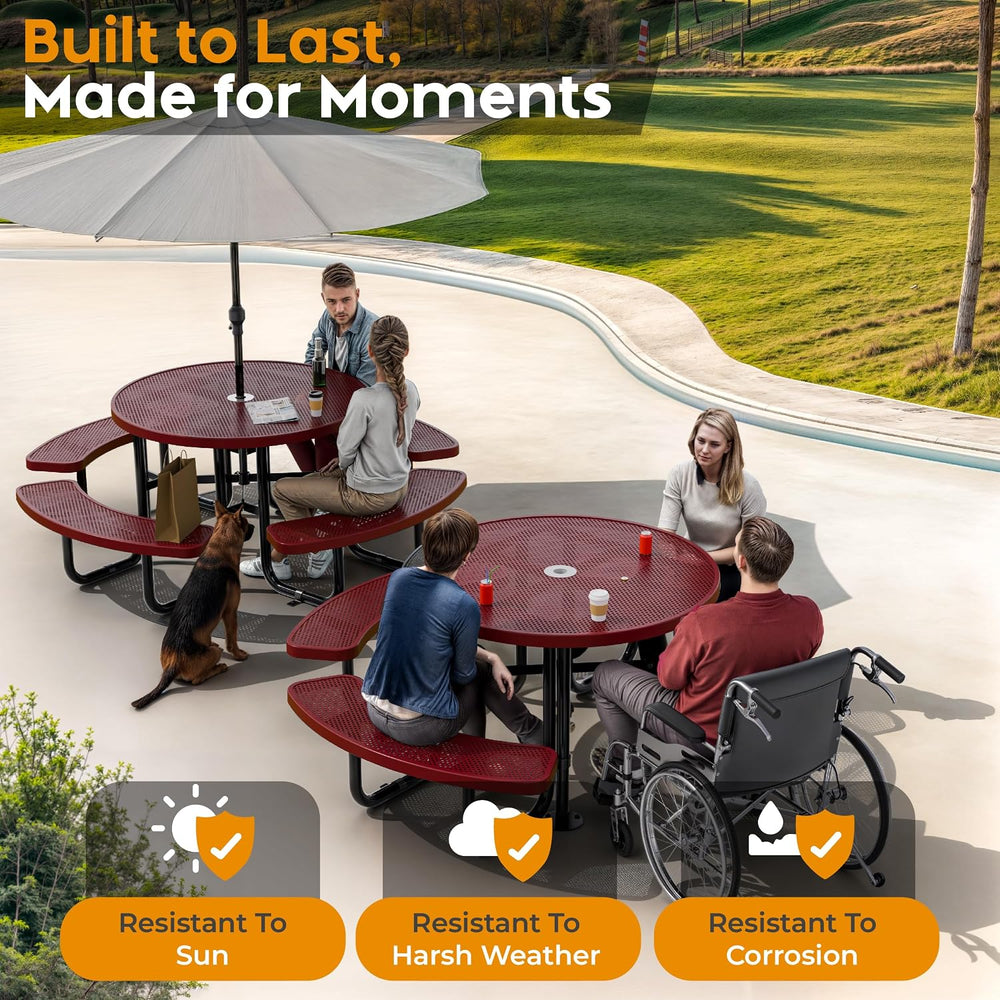 Outdoor Commercial Round Metal Picnic Table