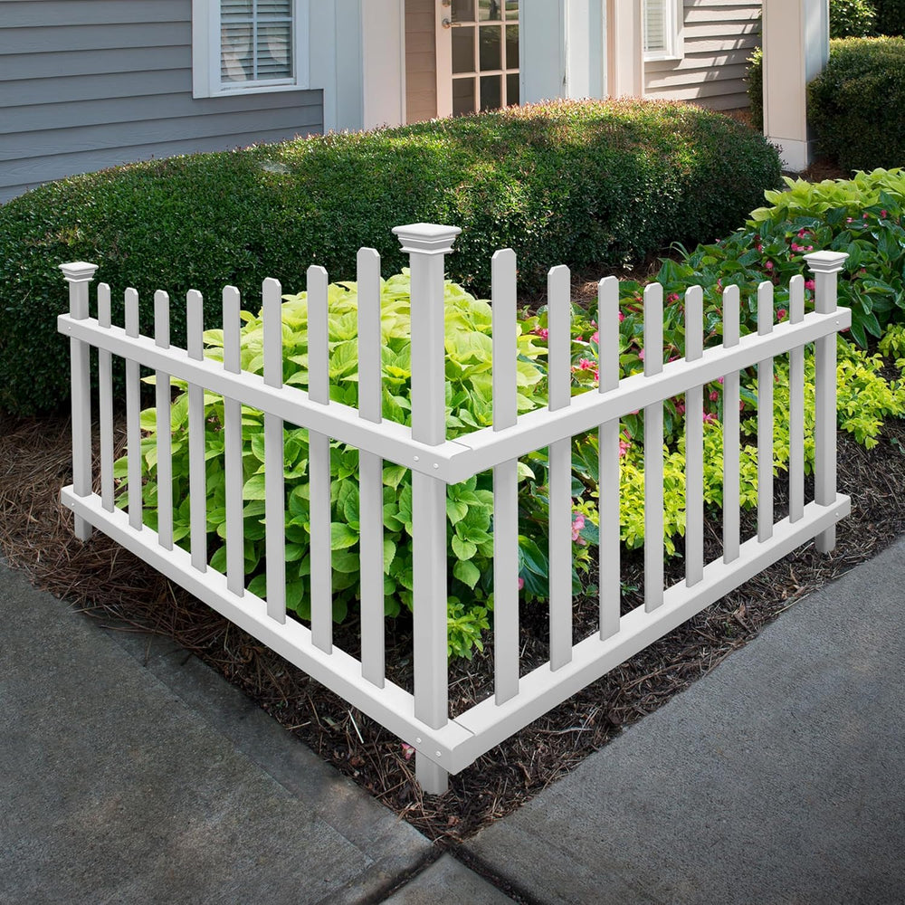 Zippity Ashley Corner Picket Fence, White Vinyl DIY No Dig Kit