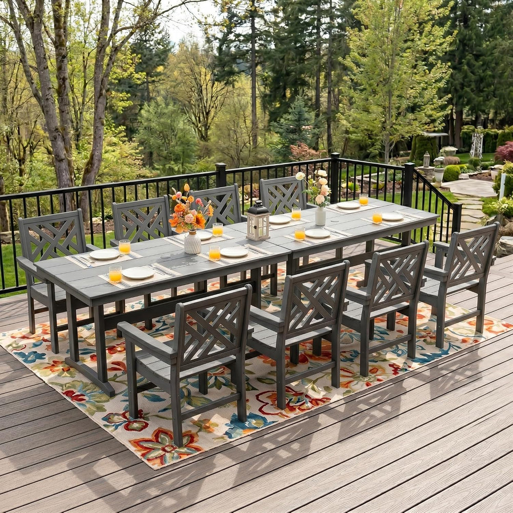 HDPE Dining Table Set for 8,10-Piece Outdoor Table and Chairs Include 8 Dinin...