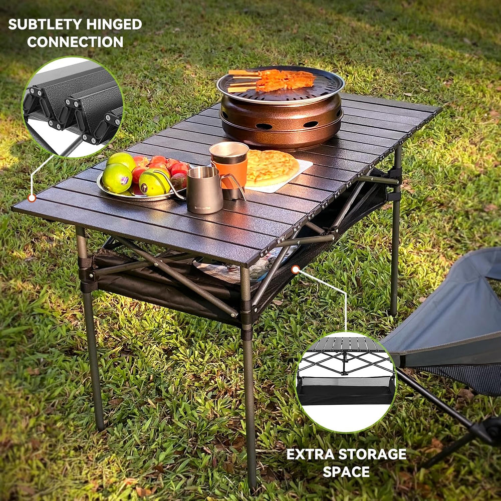 Opliy Portable Folding Camping Table for 4-6 Persons Aluminum Collapsible Tab...