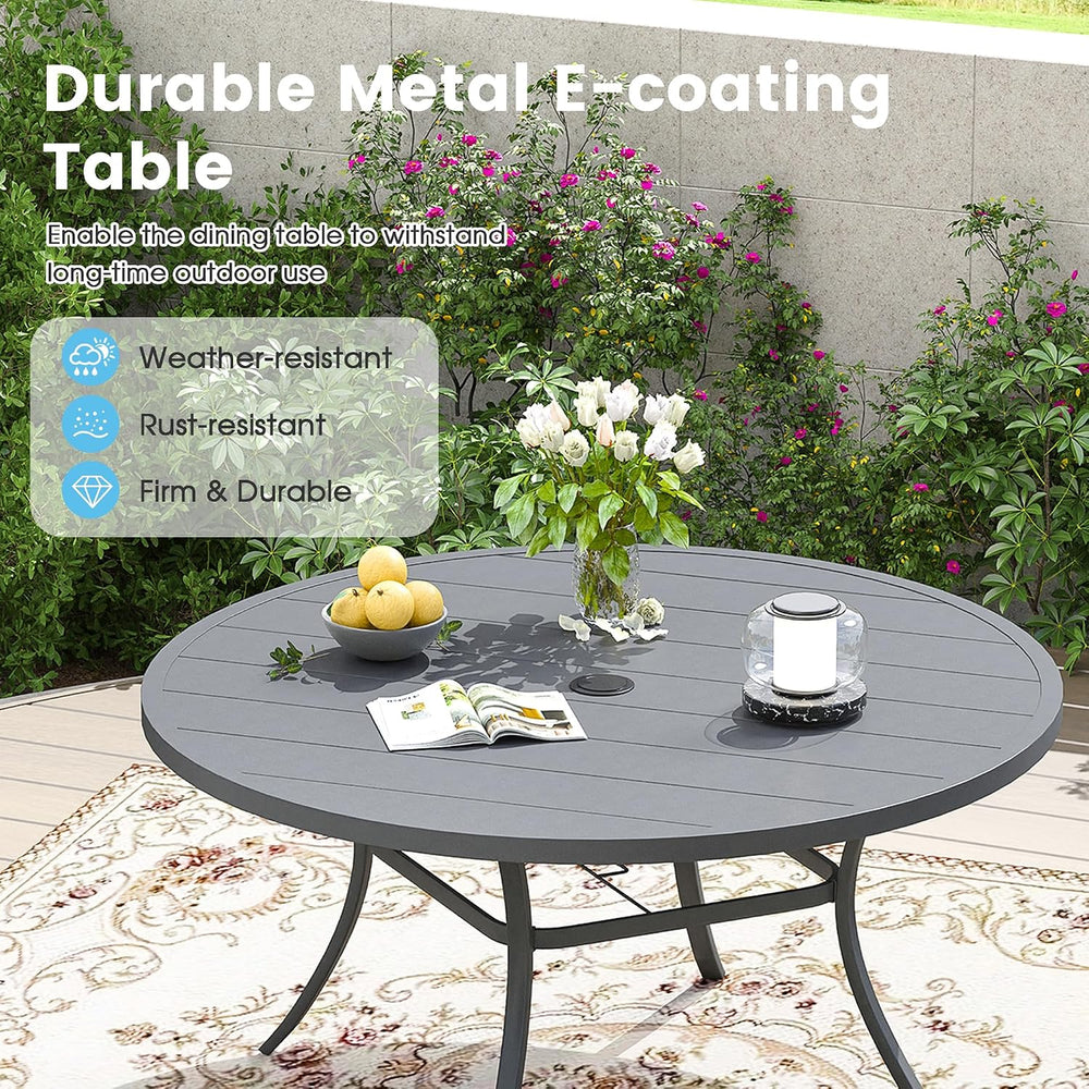 9PCS Outdoor Dining Set, 60" Round Table and 8 Swivel Chairs, Grey