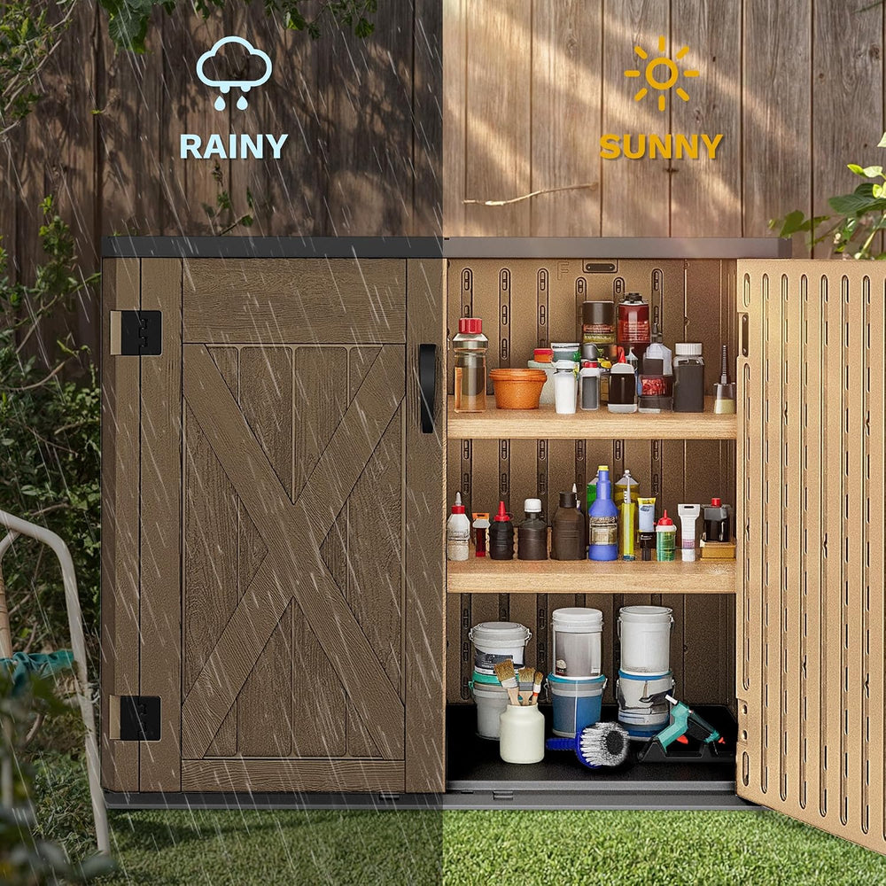 DWVO Outdoor Storage Shed, Weatherproof Resin, 35 Cu Ft Capacity, Horizontal ...