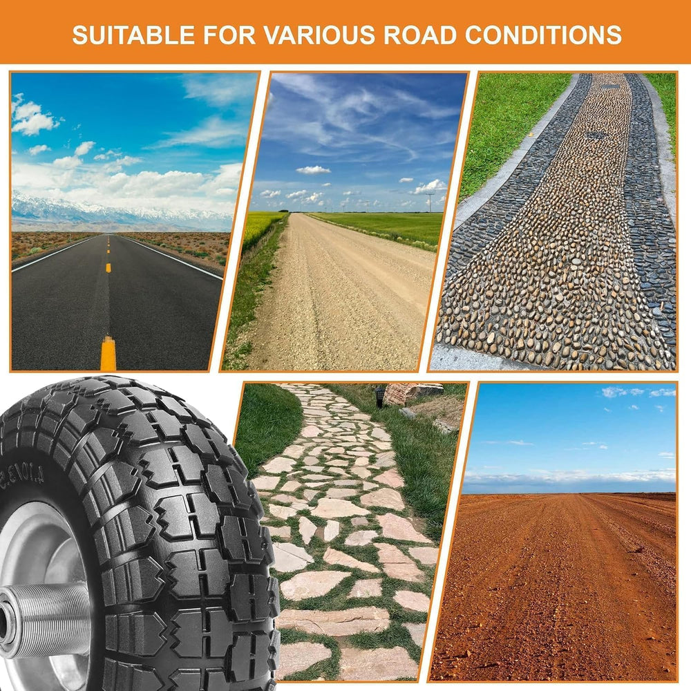 10" Solid Tires, 4.10/3.50-4 Tire and Wheel Flat Free, Gorilla Cart Tire...