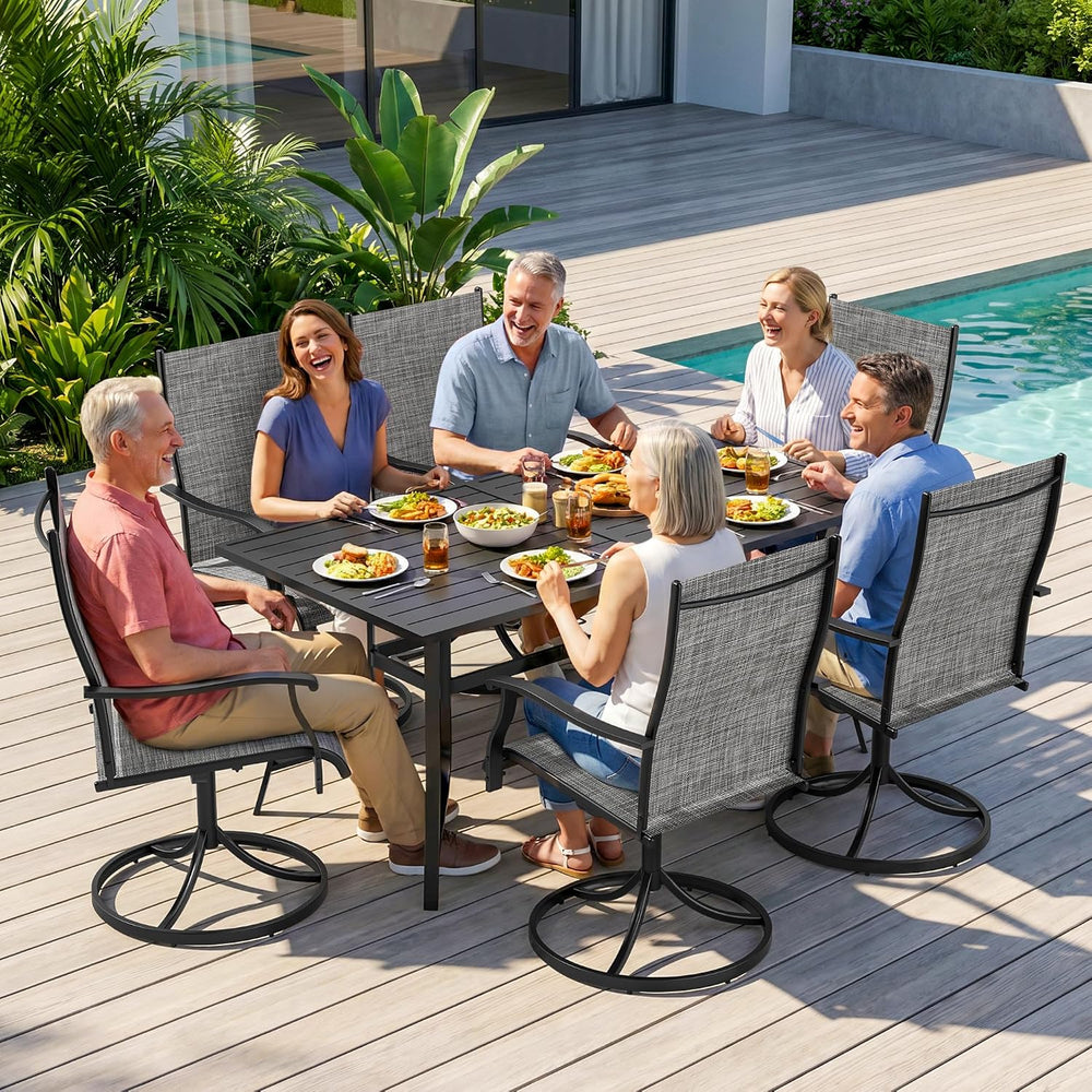 Pamapic 7 Piece Outdoor Dining Set, All Weather Patio Table and Chairs Set, 6...