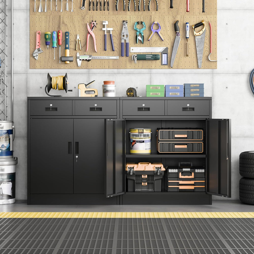 CMY Metal Storage Cabinet, 36" H Locking Storage Cabinet with 2 Drawers,...