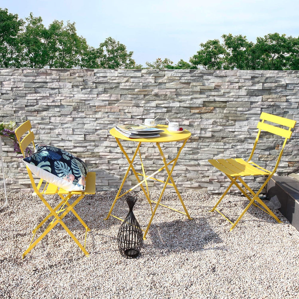 Grand patio 3-Piece Folding Patio Bistro Set Outdoor Porch Balcony, Yellow