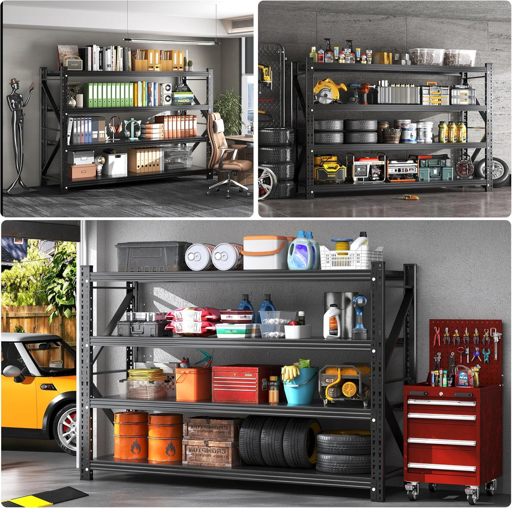 Novolume 67" W Heavy Duty Storage Shelves,4-Tier Adjustable Metal Garage...