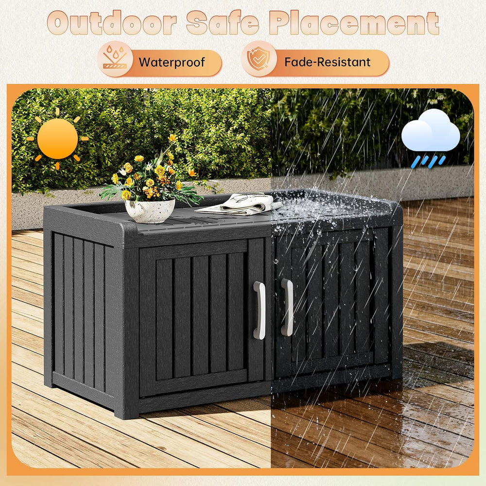 Bifanuo Shoe Storage Cabinet, 2-Door Outdoor Storage Bench with Adjustable Sh...