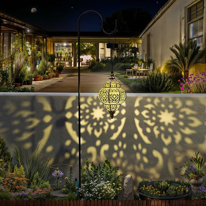 Hanging Solar Lights Outdoor Garden Decor Solar Lantern Waterproof Plastic Mo...