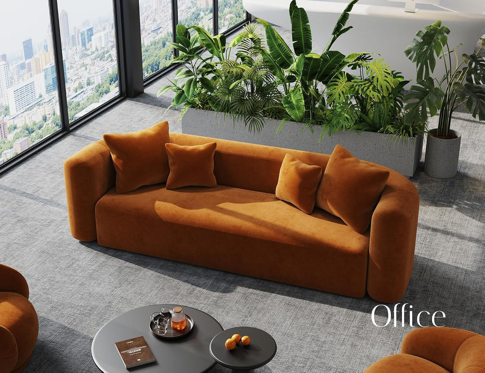 94.5" Modern Curved Sofa Couches for Living Room, Oversized 3 Seat, Orange
