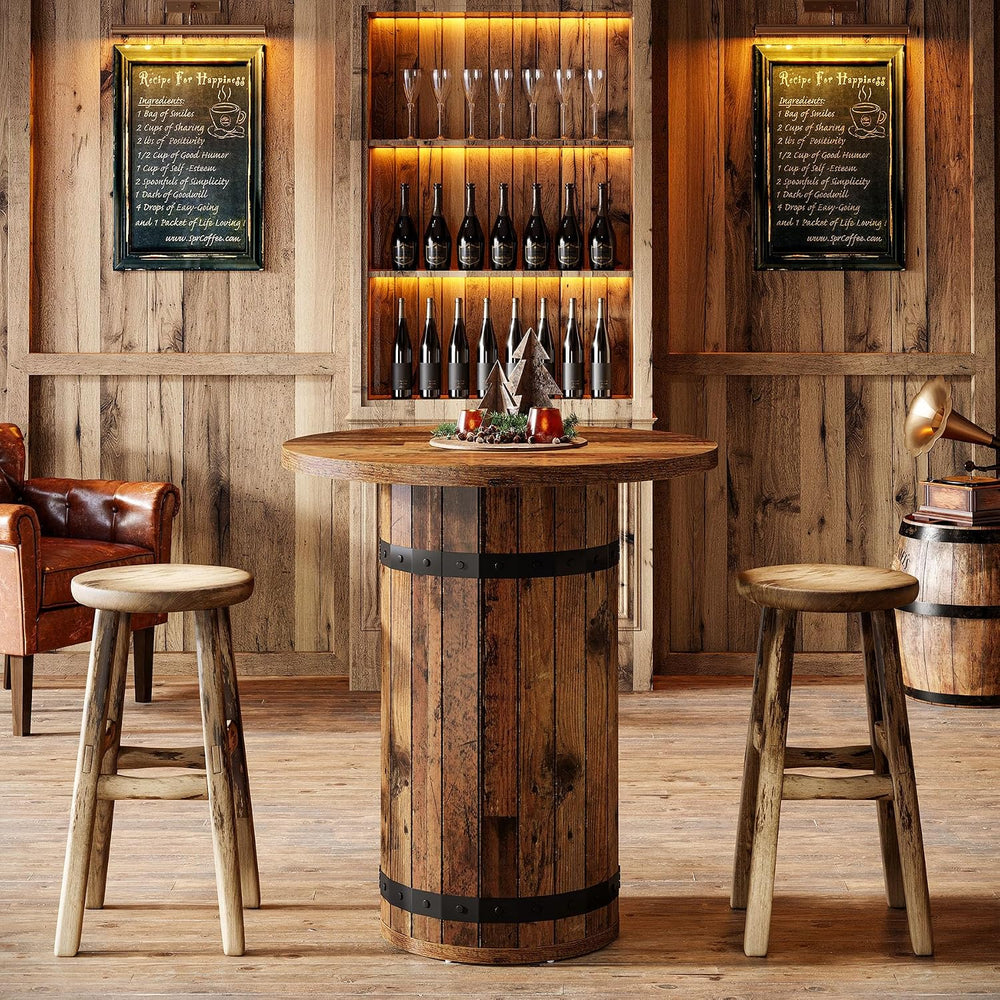 Tribesigns Round Bar Table, 39.4-Inch Bar Height, Bistro Pub Table