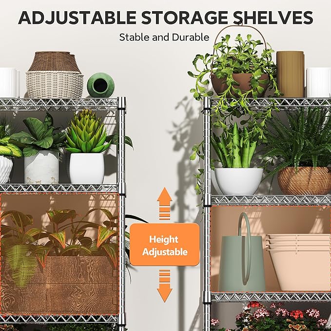 6 Tiers Storage Shelves Load 2100LBS, Metal Shelving Wire Metal Shelving Unit...