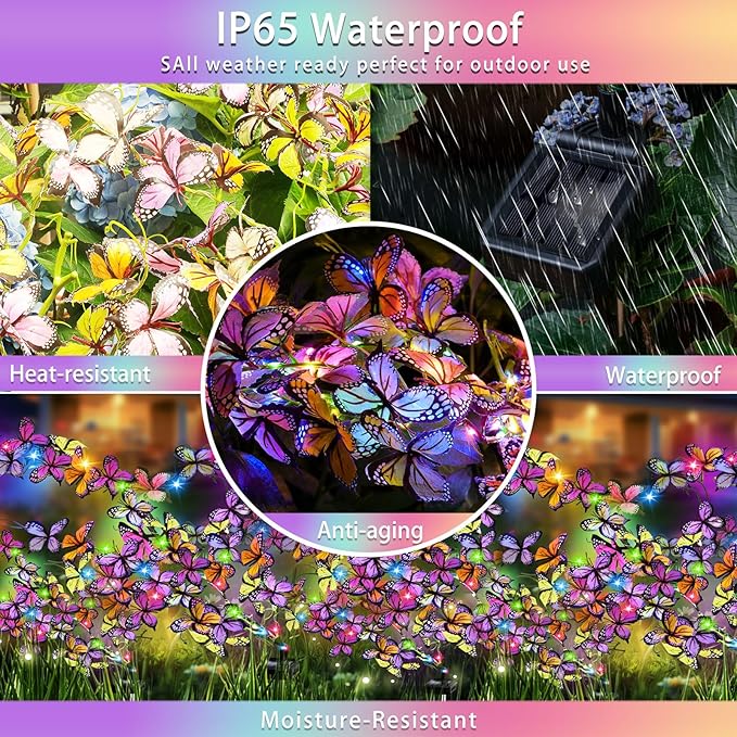 Solar Garden Lights Outdoor, Waterproof Solar Butterfly Lights 4 Pack Willow ...