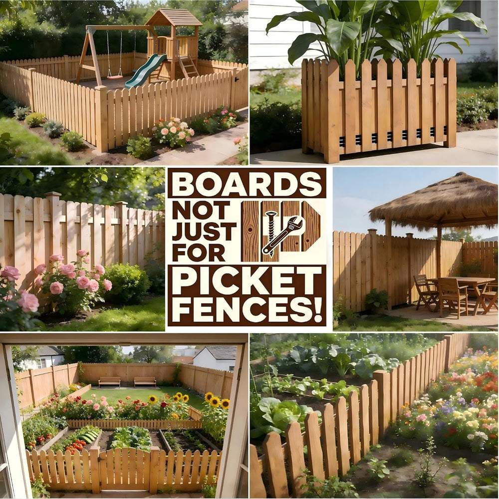 JAXPETY 6ft Dog-Ear Fence Picket 5.9 x 0.5in Fir Wood Fence Boards 40-Pack
